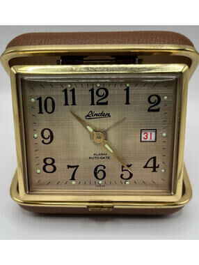 Vintage Linden Folding Travel Alarm Auto Date Clock-Parts Only-Non Working